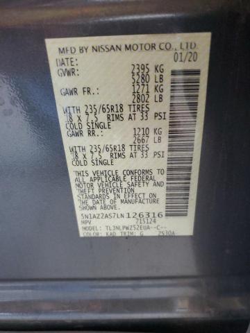 2020 Nissan Murano S VIN: 5N1AZ2AS7LN126316 Lot: 62145834