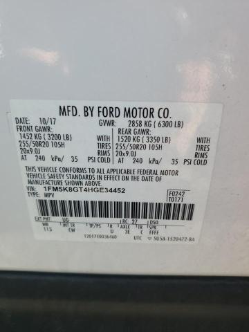 2017 Ford Explorer Sport VIN: 1FM5K8GT4HGE34452 Lot: 61066754