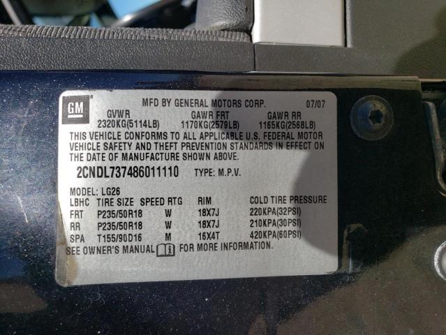 2008 Chevrolet Equinox Sport VIN: 2CNDL737486011110 Lot: 61313354