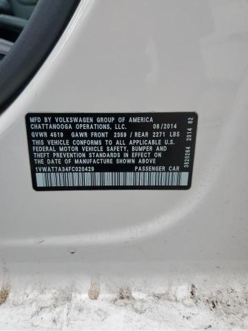 2015 VOLKSWAGEN PASSAT S - 1VWAT7A34FC020429