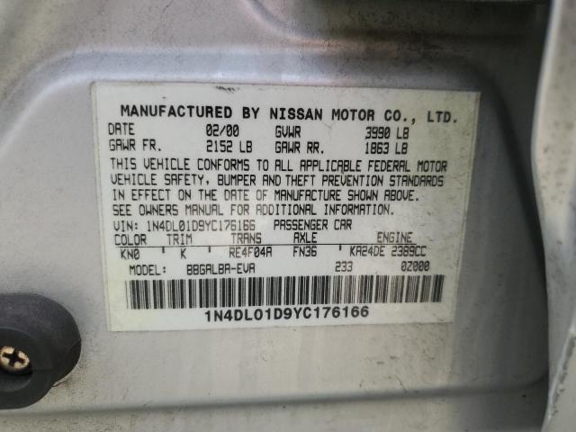 2000 Nissan Altima Xe VIN: 1N4DL01D9YC176166 Lot: 62060634