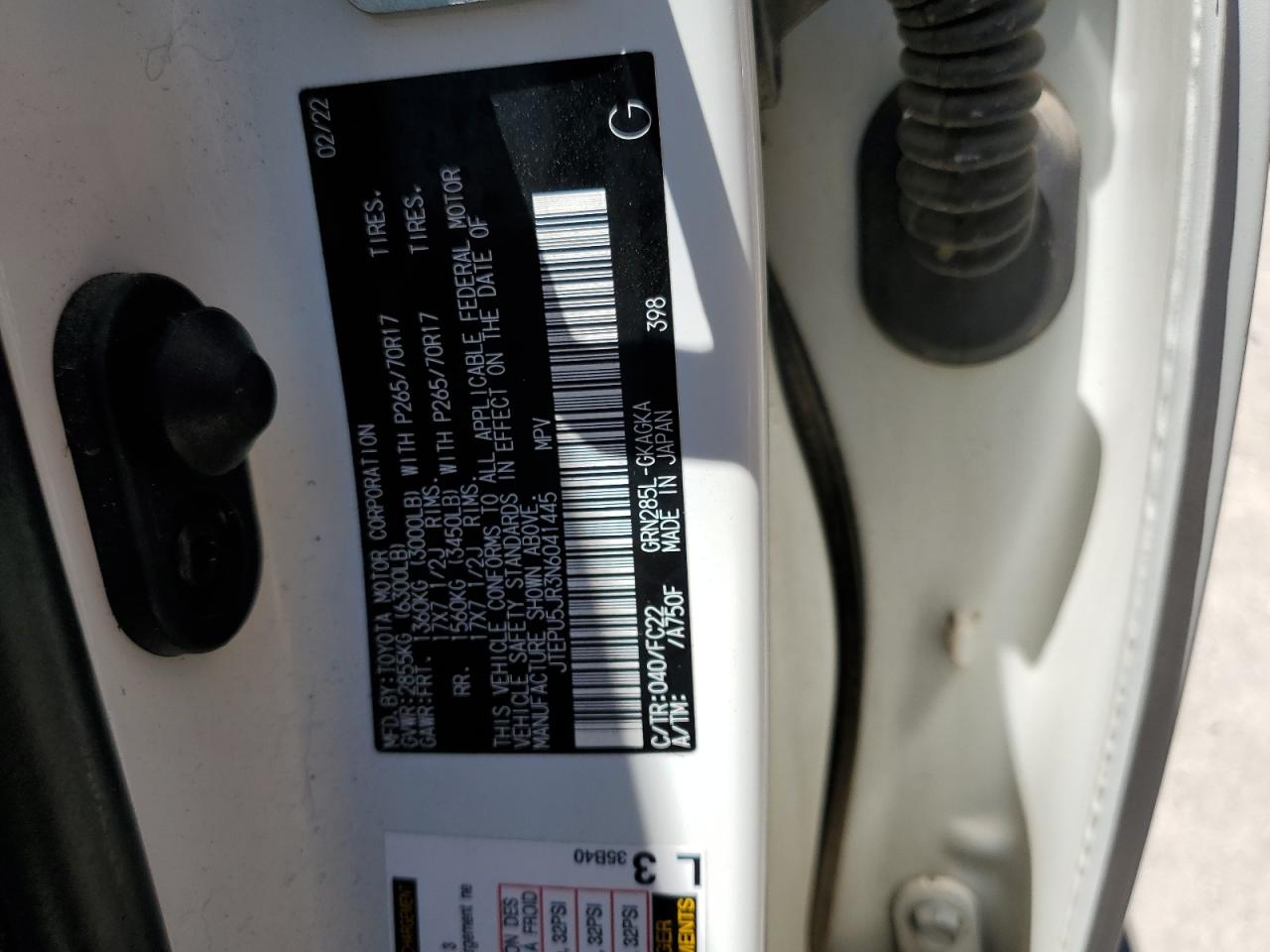 JTEPU5JR3N6041445 2022 Toyota 4Runner Sr5/Sr5 Premium