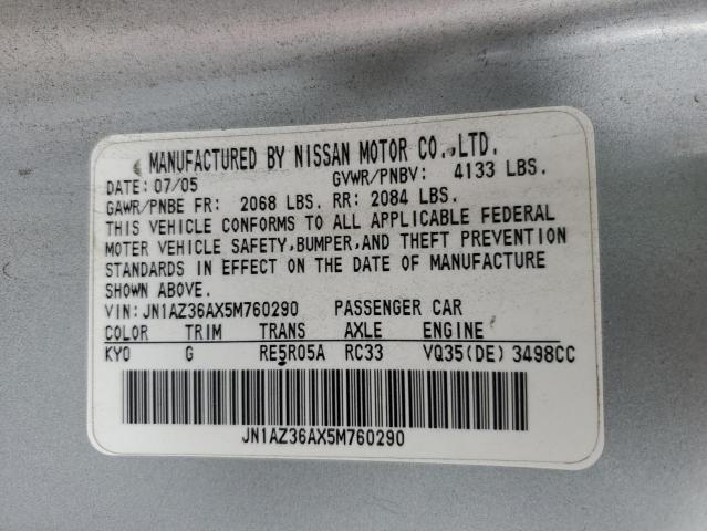 2005 Nissan 350Z Roadster VIN: JN1AZ36AX5M760290 Lot: 61295144