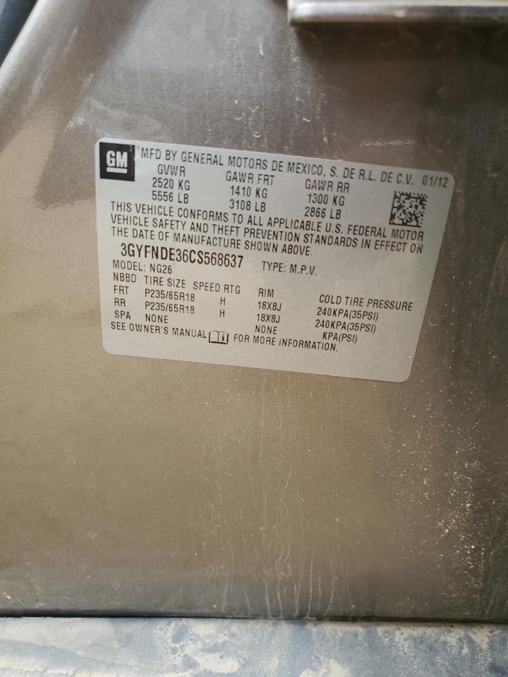 3GYFNDE36CS568637 2012 Cadillac Srx Luxury Collection