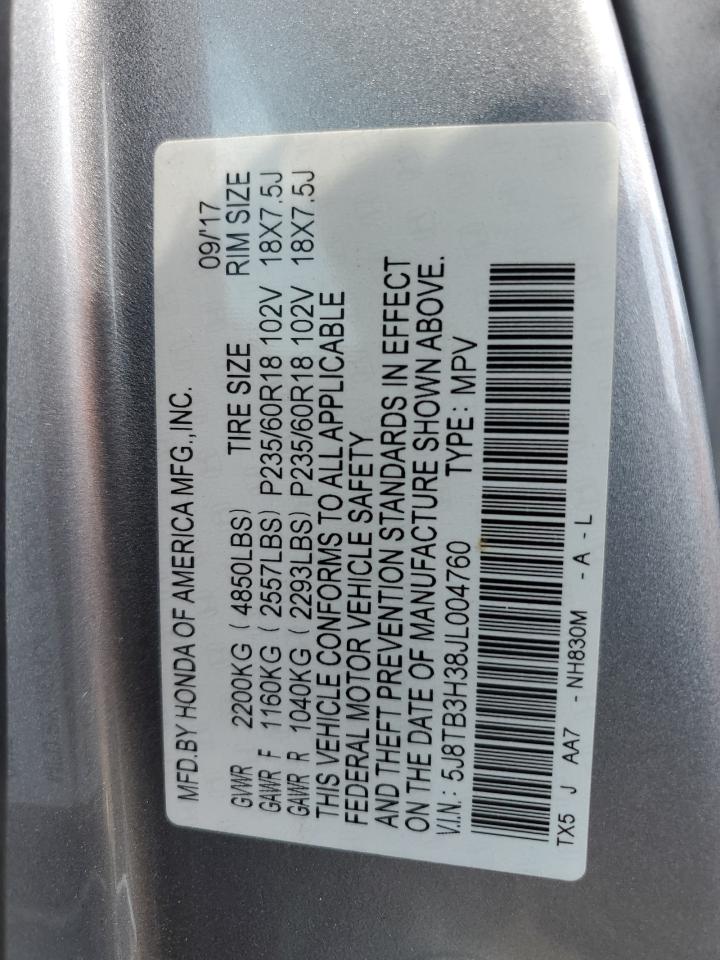 5J8TB3H38JL004760 2018 Acura Rdx