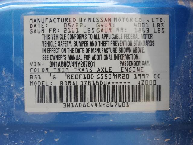 2022 Nissan Sentra Sv VIN: 3N1AB8CV4NY267601 Lot: 61872564