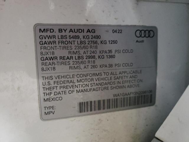 VIN WA1GAAFY3N2098106 2022 Audi Q5, Premium 45 no.12