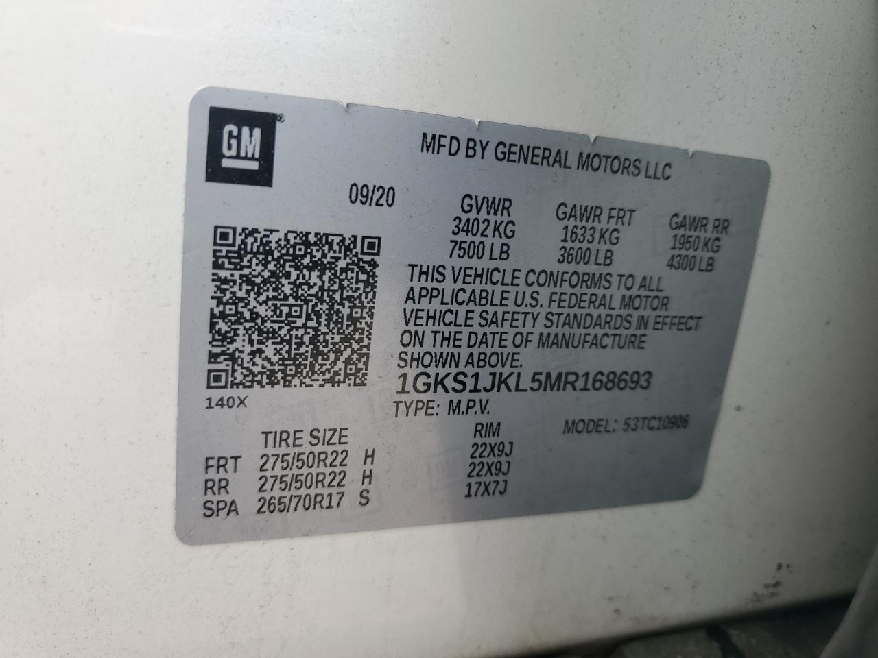 1GKS1JKL5MR168693 2021 GMC Yukon Xl Denali