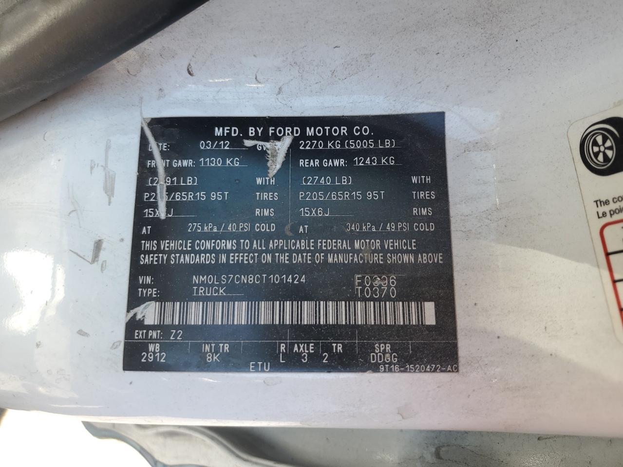 NM0LS7CN8CT101424 2012 Ford Transit Connect Xl