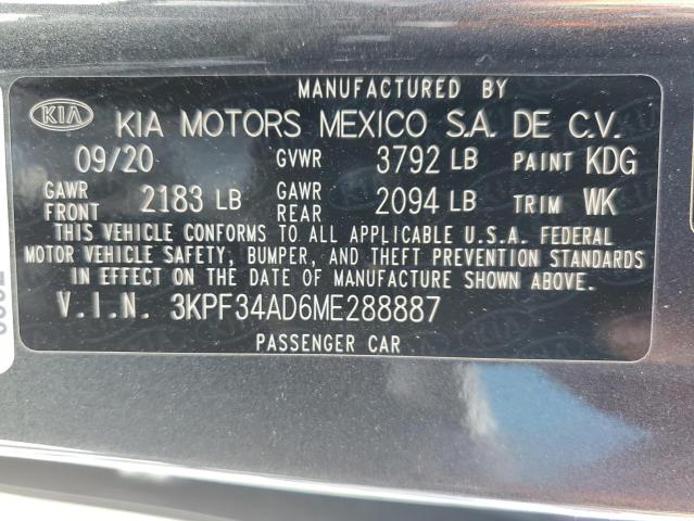 2021 Kia Forte Gt Line VIN: 3KPF34AD6ME288887 Lot: 61860694