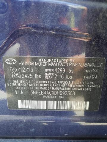 2013 Hyundai Sonata Gls VIN: 5NPEB4ACXDH692308 Lot: 60681534