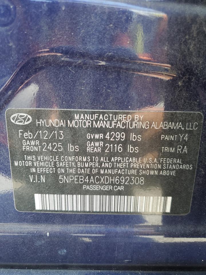 5NPEB4ACXDH692308 2013 Hyundai Sonata Gls