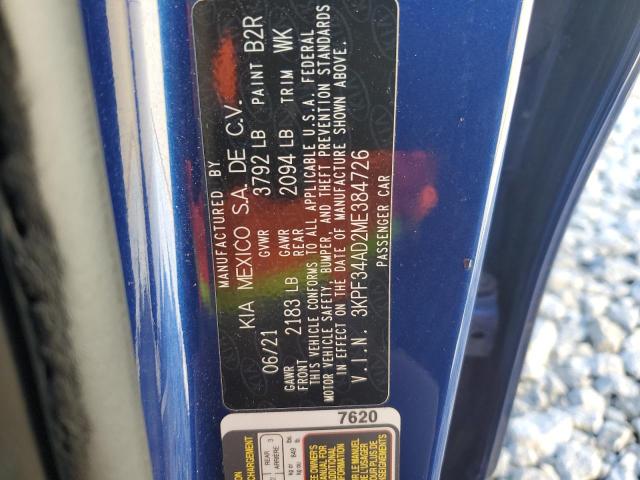 2021 Kia Forte Gt Line VIN: 3KPF34AD2ME384726 Lot: 61282784