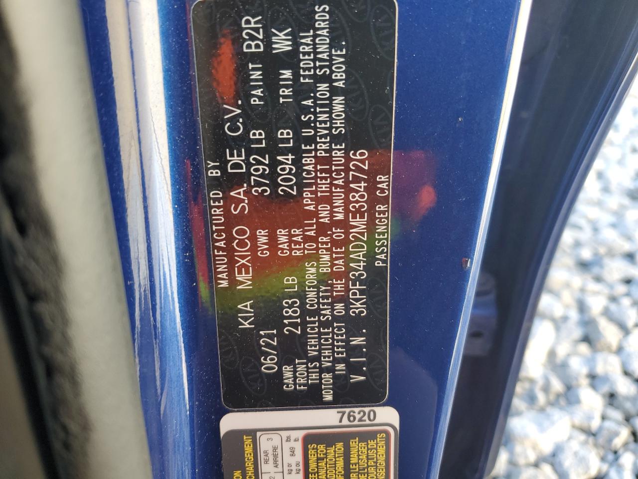 3KPF34AD2ME384726 2021 Kia Forte Gt Line