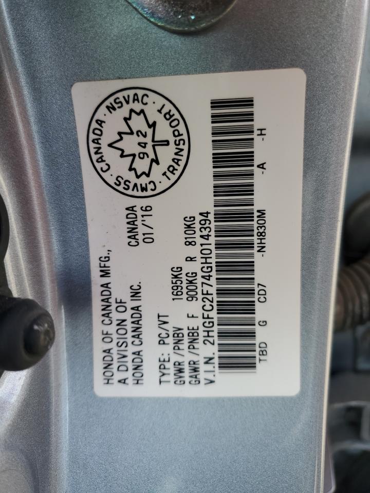 2HGFC2F74GH014394 2016 Honda Civic Ex 2HGFC2F74GH014394 2016 Honda Civic Ex