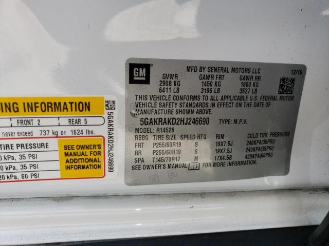 2017 Buick Enclave VIN: 5GAKRAKD2HJ246690 Lot: 62640704