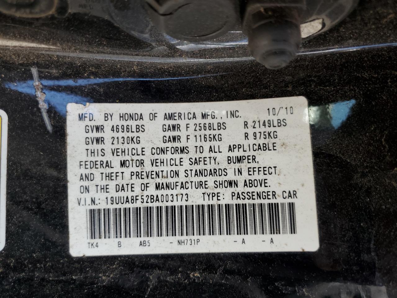 19UUA8F52BA003173 2011 Acura Tl