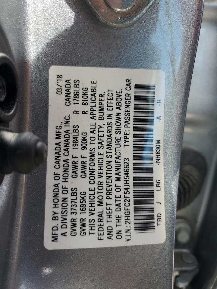 2HGFC2F54JH546623 2018 Honda Civic Lx