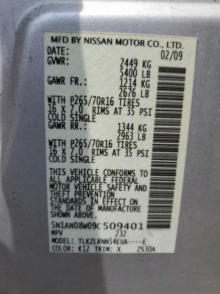 5N1AN08W09C509401 2009 Nissan Xterra Off Road