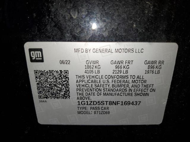 2022 Chevrolet Malibu Lt VIN: 1G1ZD5ST8NF169437 Lot: 61807974