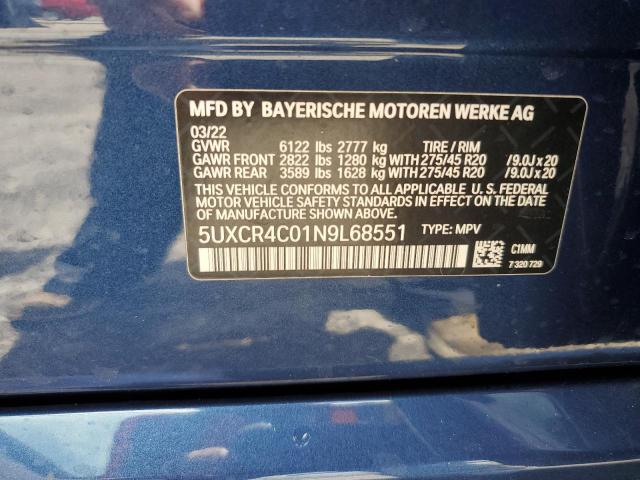 VIN 5UXCR4C01N9L68551 2022 BMW X5, Sdrive 40I no.13