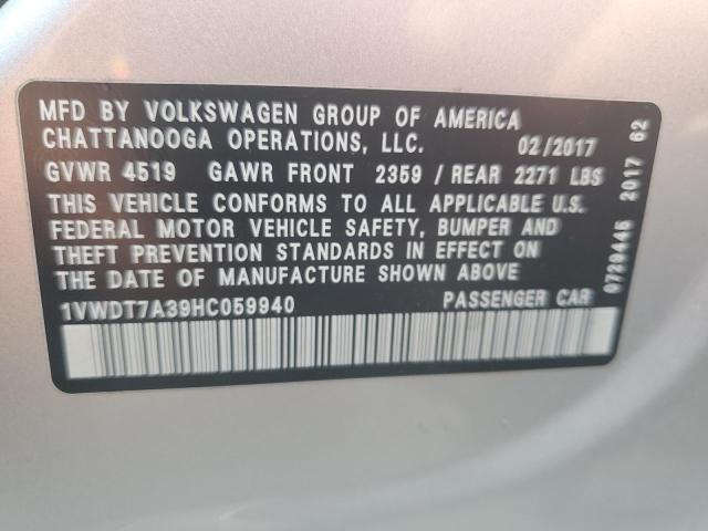 2017 VOLKSWAGEN PASSAT R-L - 1VWDT7A39HC059940