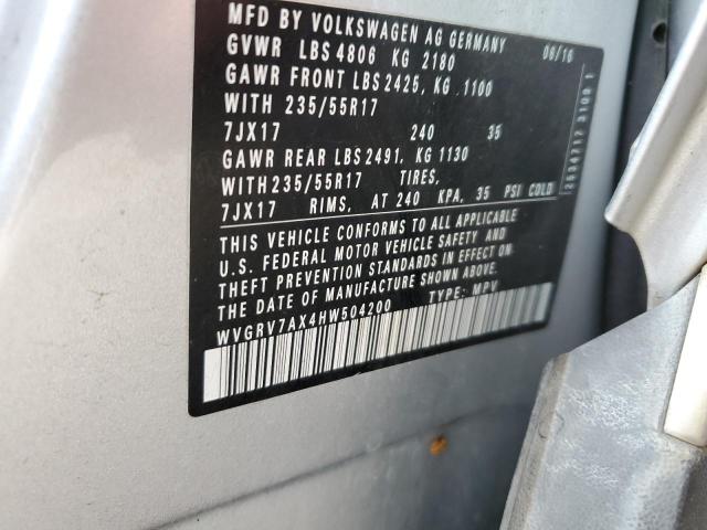 2017 VOLKSWAGEN TIGUAN WOL - WVGRV7AX4HW504200