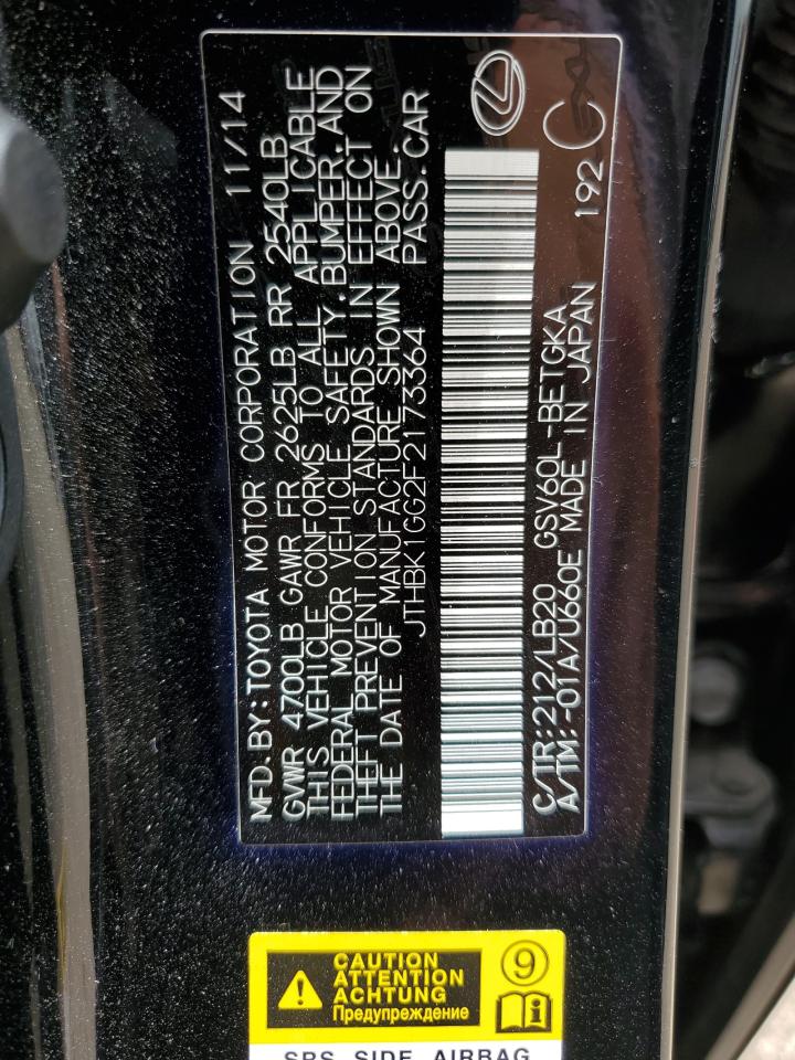 JTHBK1GG2F2173364 2015 Lexus Es 350