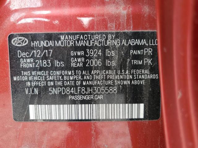 2018 HYUNDAI ELENTRA 5NPD84LF8JH305588