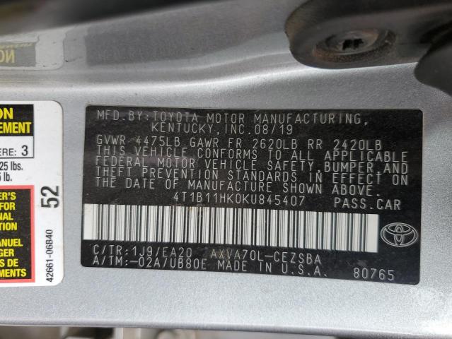 VIN 4T1B11HK0KU845407 2019 Toyota Camry, L no.12