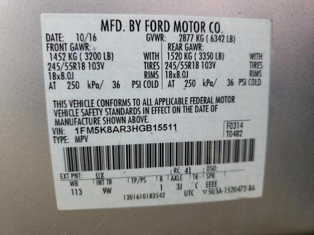 2017 Ford Explorer Police Interceptor VIN: 1FM5K8AR3HGB15511 Lot: 59903224