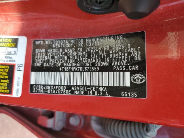 VIN 4T1BF1FK7DU673559 2013 Toyota Camry, L no.12