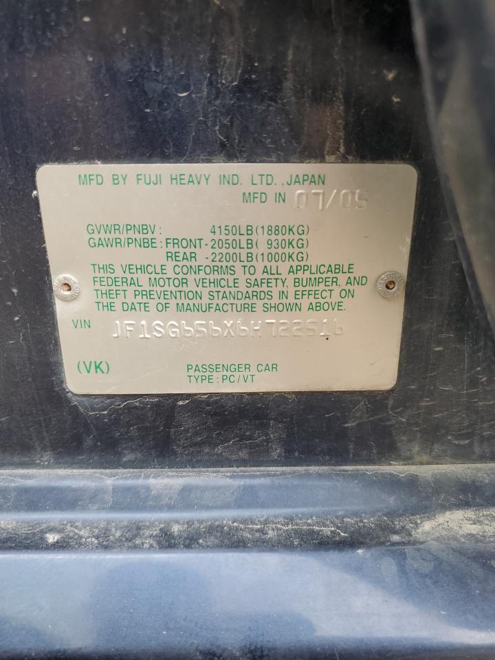 JF1SG656X6H722516 2006 Subaru Forester 2.5X Premium