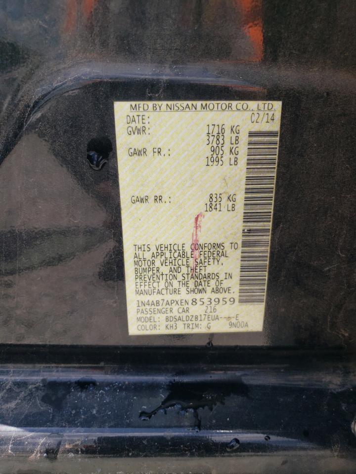 1N4AB7APXEN853959 2014 Nissan Sentra S