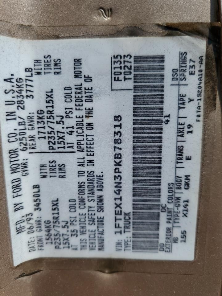 1FTEX14N3PKB78318 1993 Ford F150
