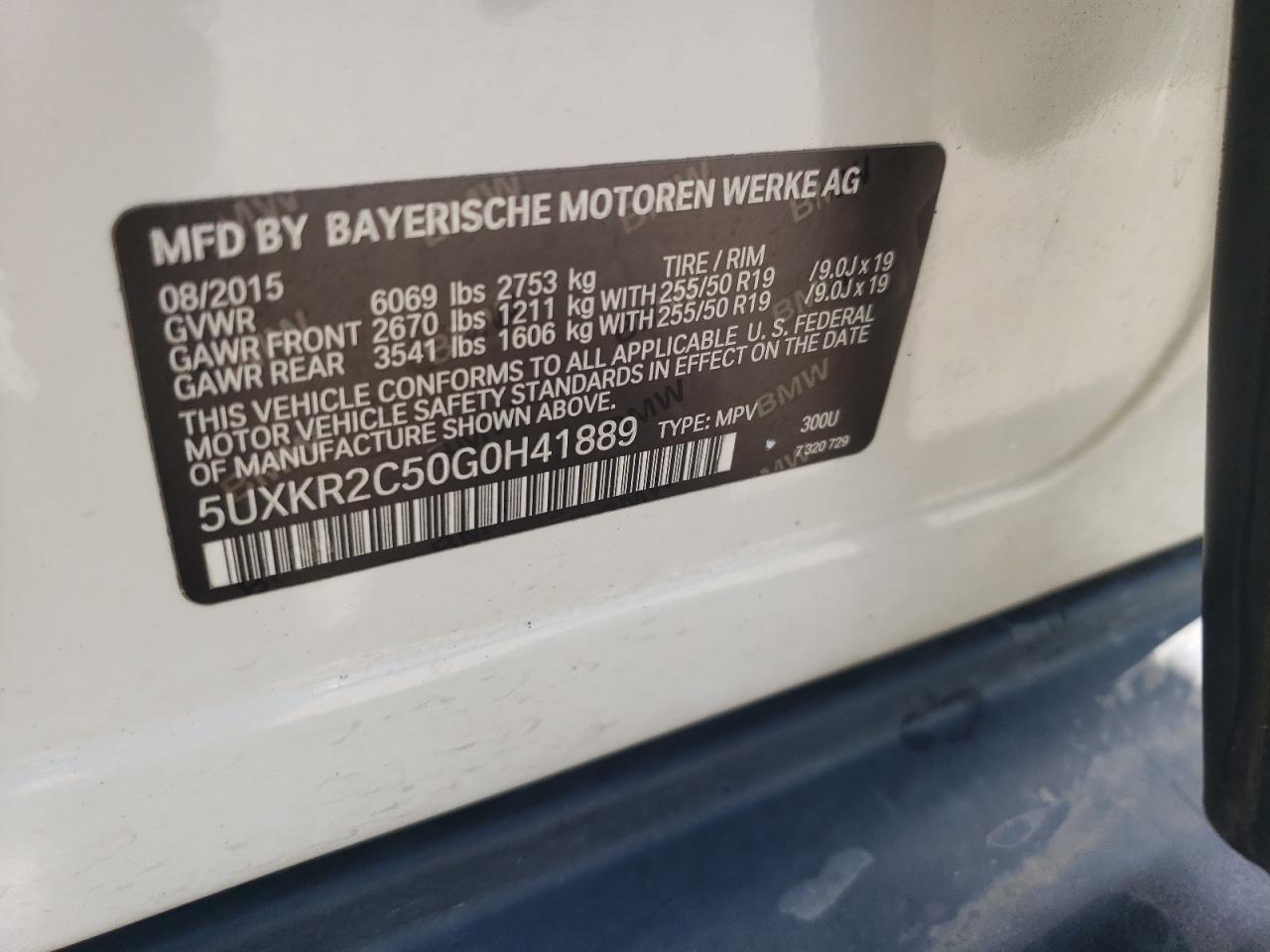 5UXKR2C50G0H41889 2016 BMW X5 Sdrive35I