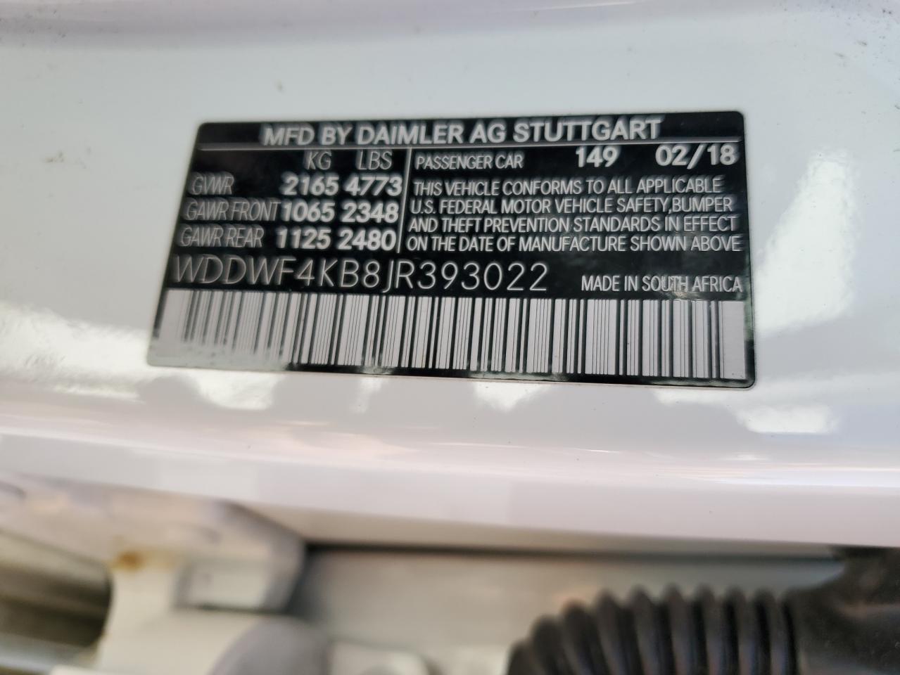 WDDWF4KB8JR393022 2018 Mercedes-Benz C 300 4Matic