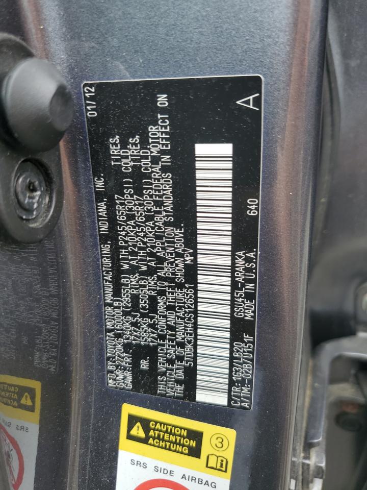 5TDBK3EH4CS126561 2012 Toyota Highlander Base