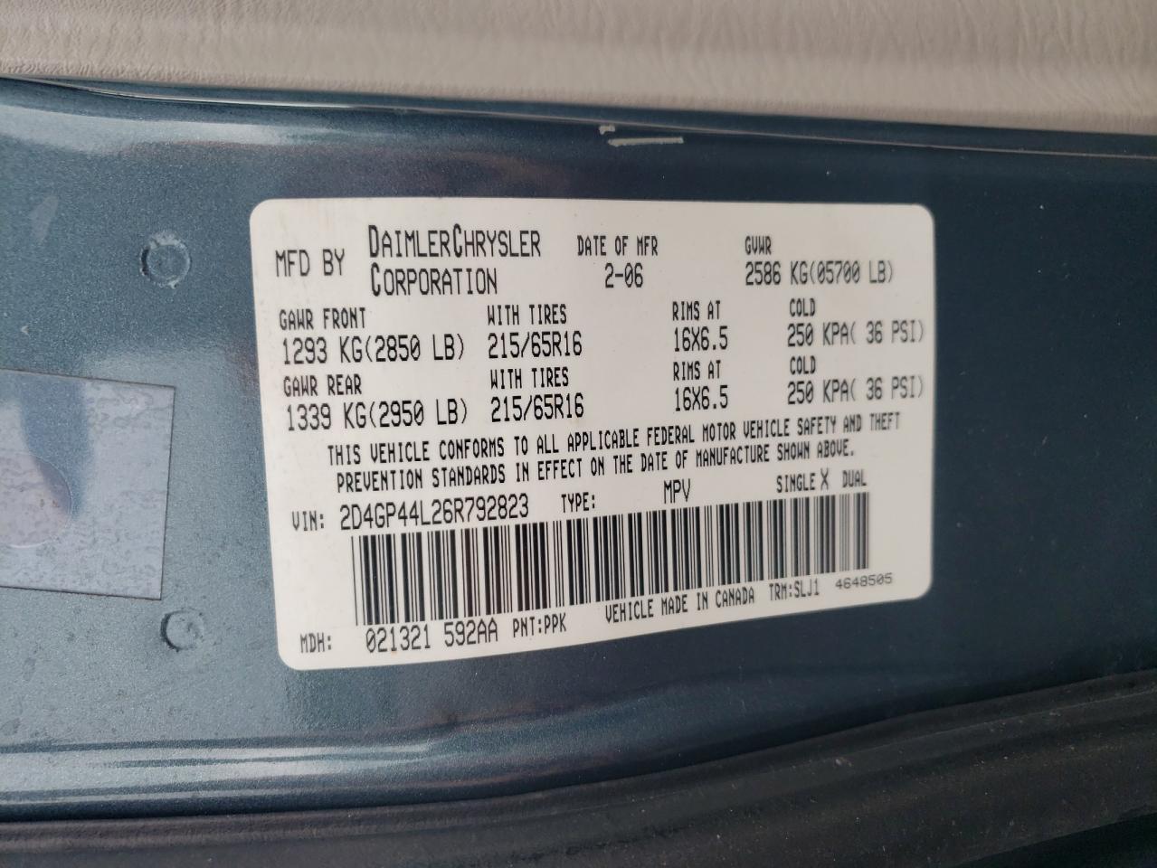 2D4GP44L26R792823 2006 Dodge Grand Caravan Sxt