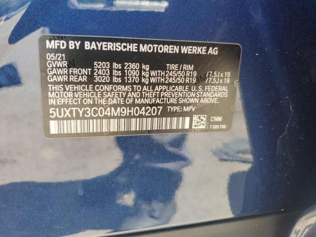 VIN 5UXTY3C04M9H04207 2021 BMW X3, Sdrive30I no.14