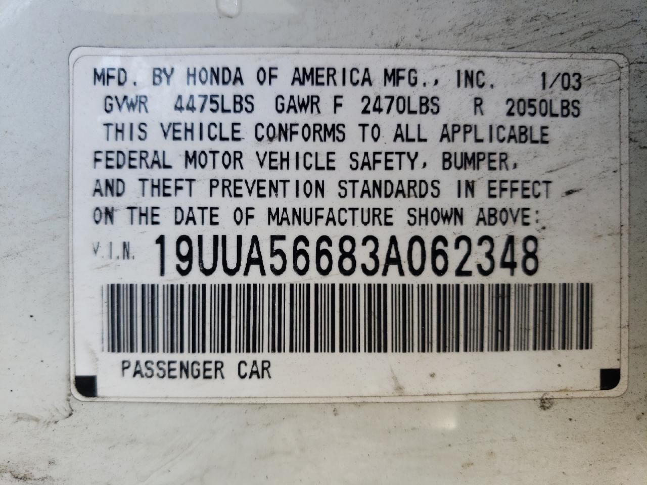 19UUA56683A062348 2003 Acura 3.2Tl