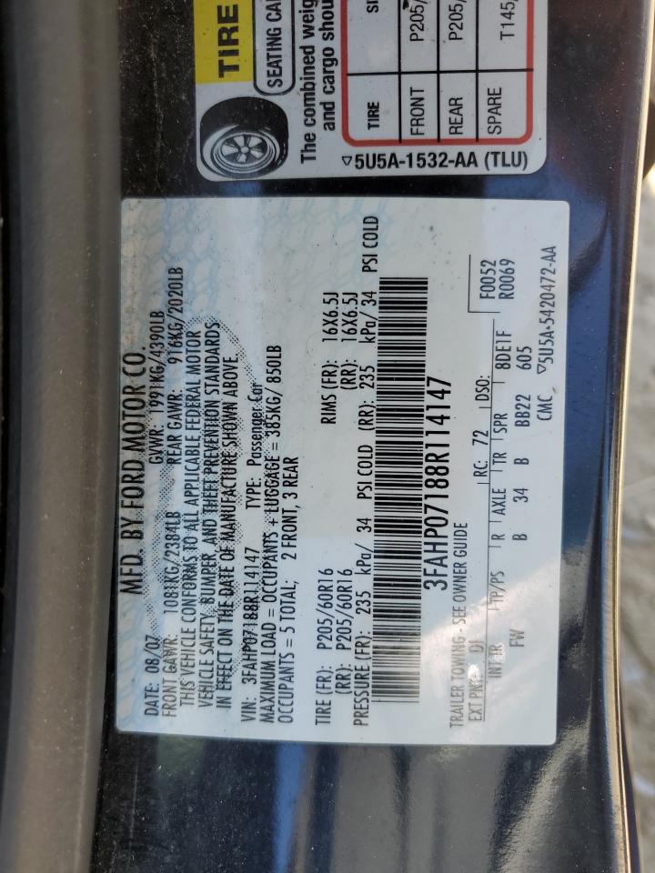 3FAHP07188R114147 2008 Ford Fusion Se