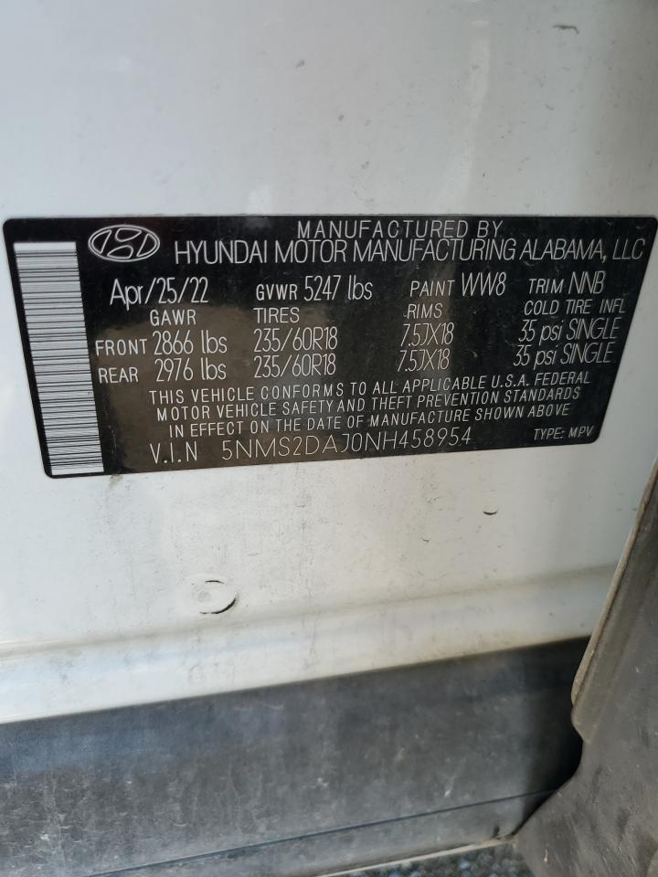 5NMS2DAJ0NH458954 2022 Hyundai Santa Fe Sel