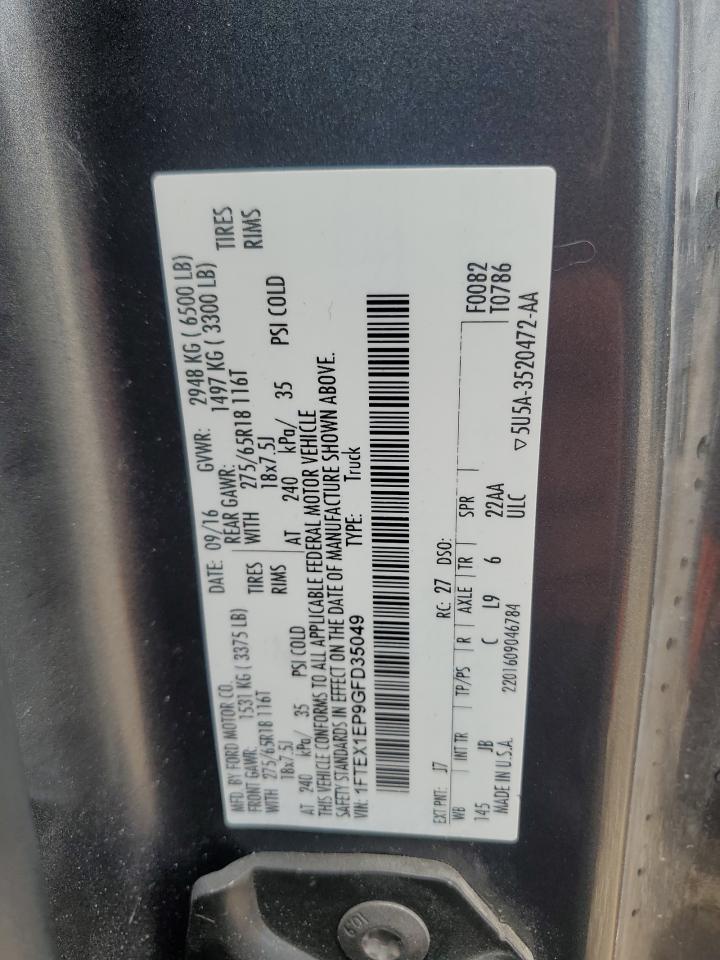 1FTEX1EP9GFD35049 2016 Ford F150 Super Cab 1FTEX1EP9GFD35049 2016 Ford F150 Super Cab