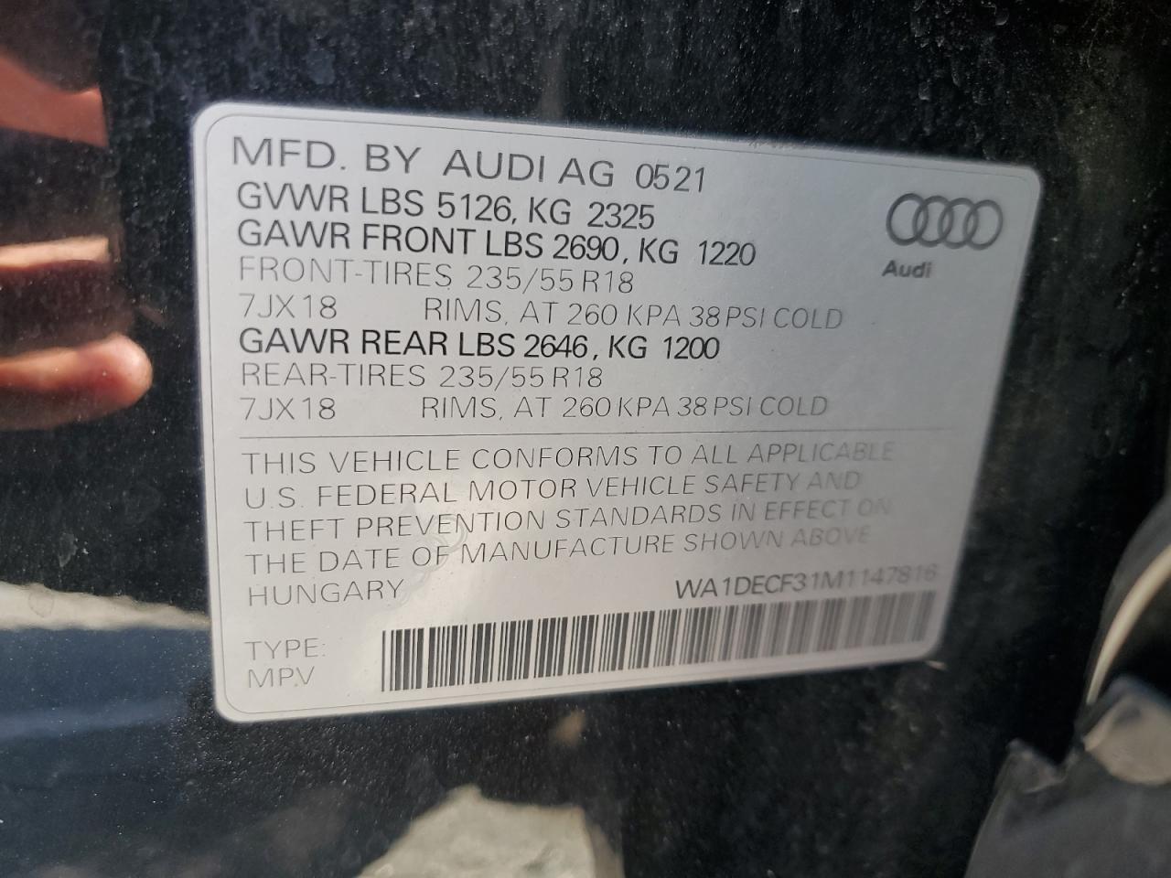 WA1DECF31M1147816 2021 Audi Q3 Premium S Line 45