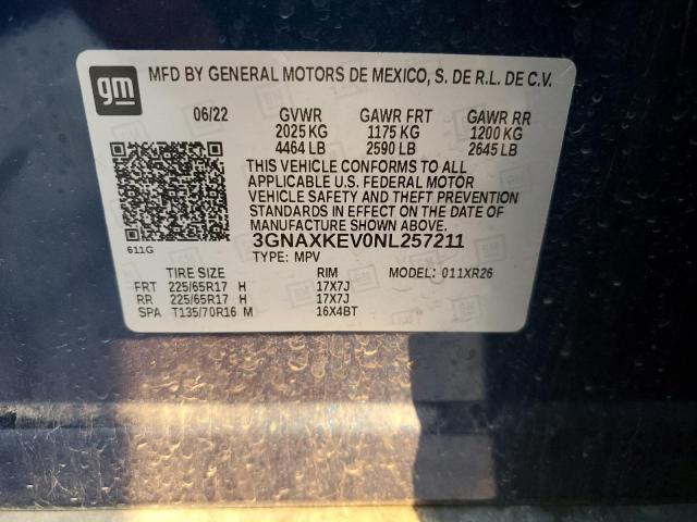 2022 CHEVROLET EQUINOX LT - 3GNAXKEV0NL257211