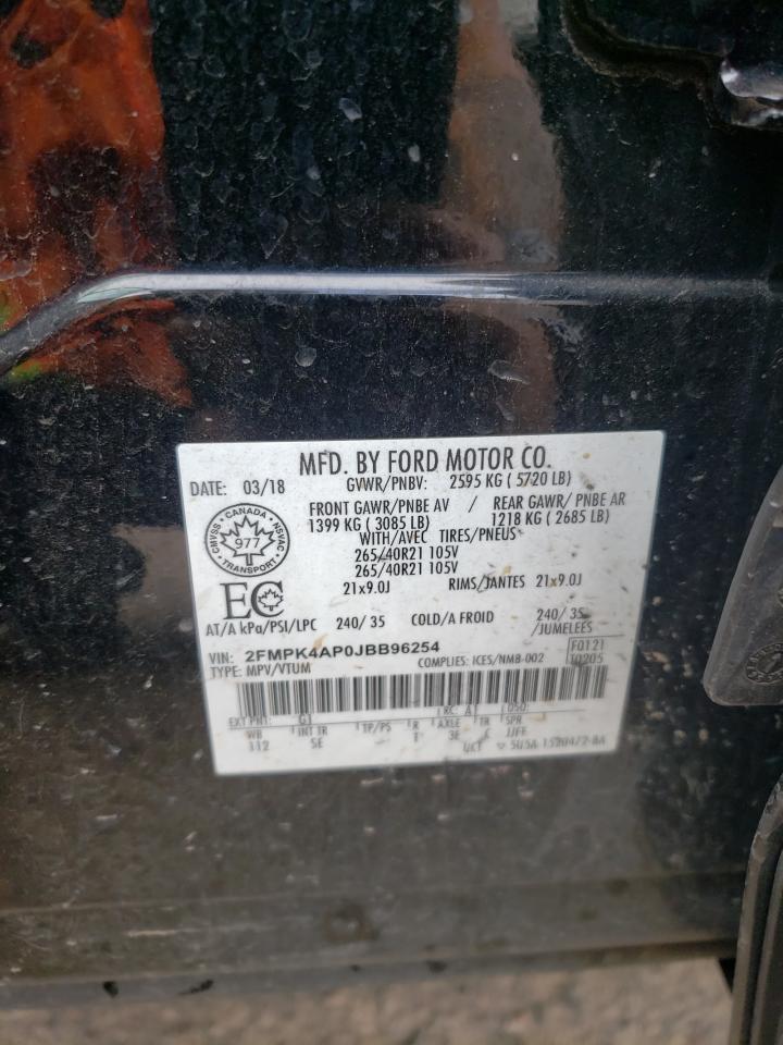 2FMPK4AP0JBB96254 2018 Ford Edge Sport