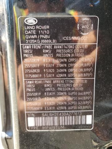 2011 Land Rover Range Rover Sport Sc VIN: SALSH2E43BA277613 Lot: 62287794