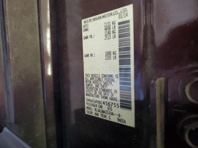 2014 Nissan Maxima S VIN: 1N4AA5APXEC456755 Lot: 61655464