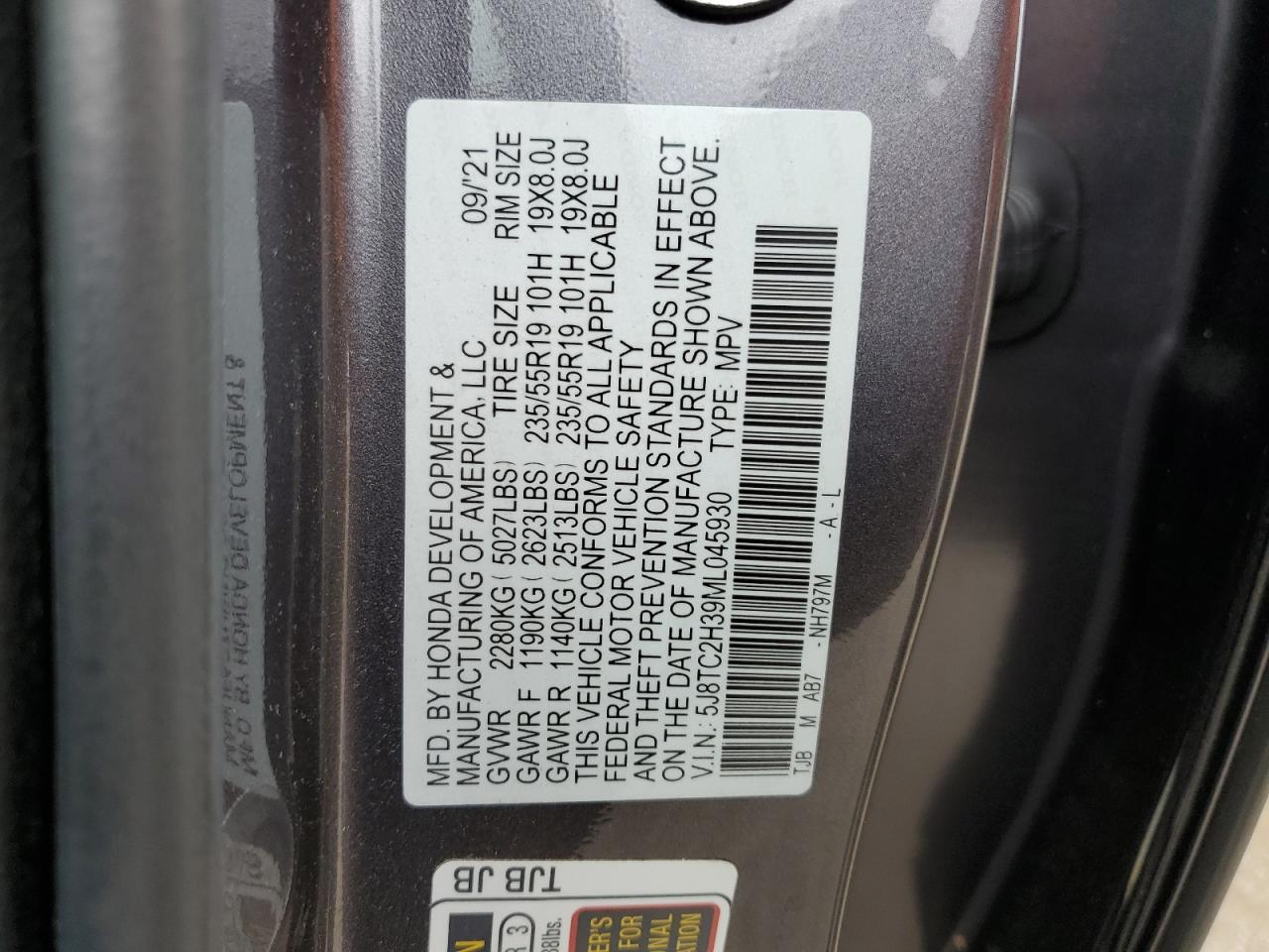 5J8TC2H39ML045930 2021 Acura Rdx